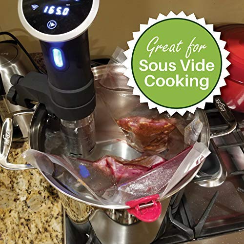  Four FoodVacBags 8" X 50' Commercial Vacuum Sealer Rolls Food Storage Bags Compatible With Foodsaver And Sous Vide Cooking (200 Feet)