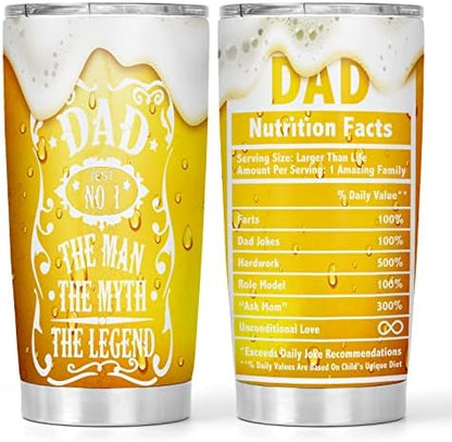 Father's Day Gifts For Husband, 20oz Stainless Steel Vacuum Insulated Tumbler Travel Coffee Mug - Birthday Day Gifts, Christmas Gifts, Valentine's Day For Men - Dishwasher Safe