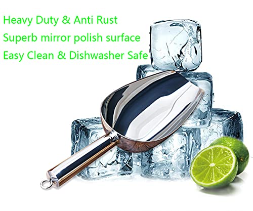  Stainless Steel Ice Scoop 8oz, 9.9 Inch Small Metal Food Scoops For Kitchen Bar Party Wedding, Superb Mirror Polish Surface, Heavy Duty & Anti Rust, Easy Clean & Dishwasher Safe