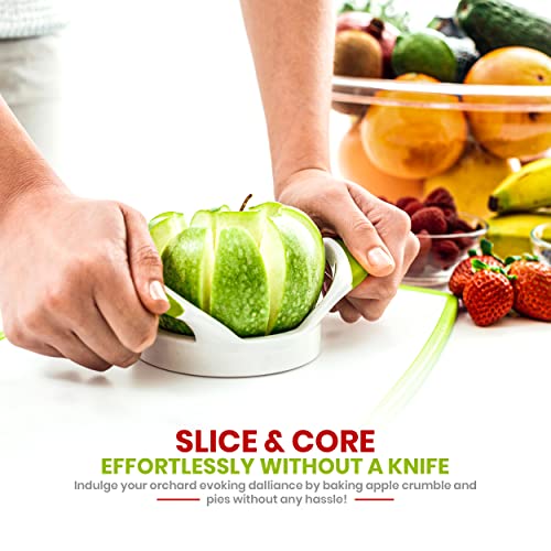  - Apple Corer And Slicer- Fruit Cutter - Apple Divider - Wedger - Stainless Steel Slicer For Fruits - Vegetables- Ergonomic Handle- Easy Grip- 8 Sharp Blade & Slices (Green)