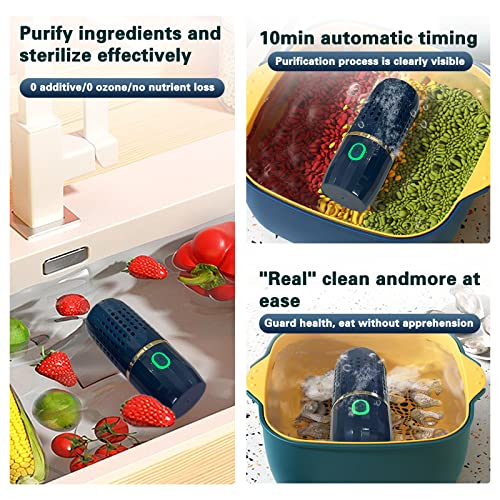  Fruit And Vegetable Washing Machine,Portable Fruit Cleaner Device,Fruit Cleaner Device In Water,Deeply Cleans Fresh Produce,for Cleaning Fruit,Vegetable-Seafood,Tableware(Blue)