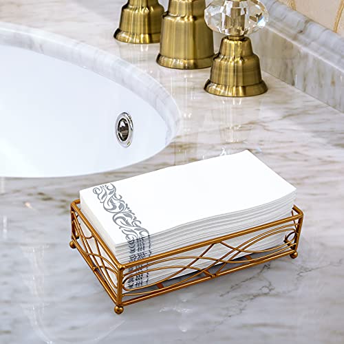  200 PACK Guest Towels Disposable Bathroom, Soft And Linen-Like Disposable Hand Towels, Decorative Bathroom Napkins For Party,Dinners, Wedding, Silver