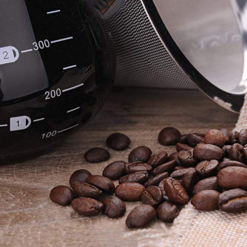  LEZIP Pour Over Coffee Maker Set With Reusable Stainless Steel Drip Filter Elegant Coffee Dripper Pot Glass Carafe & Permanent Stainless Steel Filter