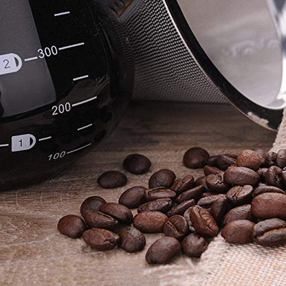  LEZIP Pour Over Coffee Maker Set With Reusable Stainless Steel Drip Filter Elegant Coffee Dripper Pot Glass Carafe & Permanent Stainless Steel Filter