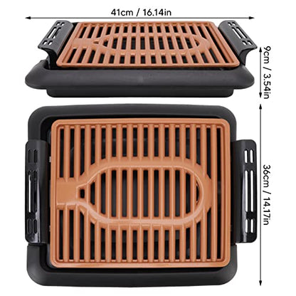  Healthy Electric Frying Pan Durable NonStick No Smoke Copper Large Electric Frying Pan Removable Tray Fast Heating For Party US Plug 125V
