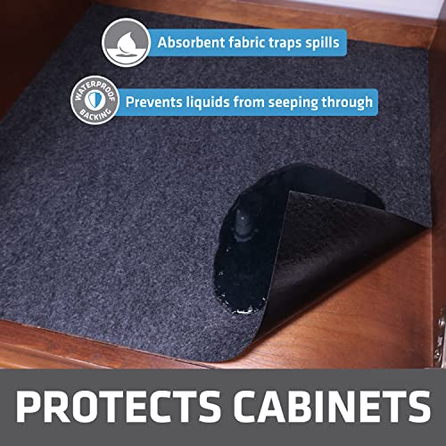  Under Sink Mat, Waterproof Cabinet Protection Mats For Kitchen & Bathroom, Absorbent Shelf Liners, Slip-Resistant, Non-Adhesive, Machine Washable, Durable (USA Made)(24”x29”)(Charcoal)