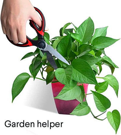  All Purpose Kitchen Shears With Protective Sheath (Red) - Sharp Professional Heavy Duty Multi-function Kitchen Scissors For Household Necessity - Chicken/Poultry/Fish/Meat/Vegetables