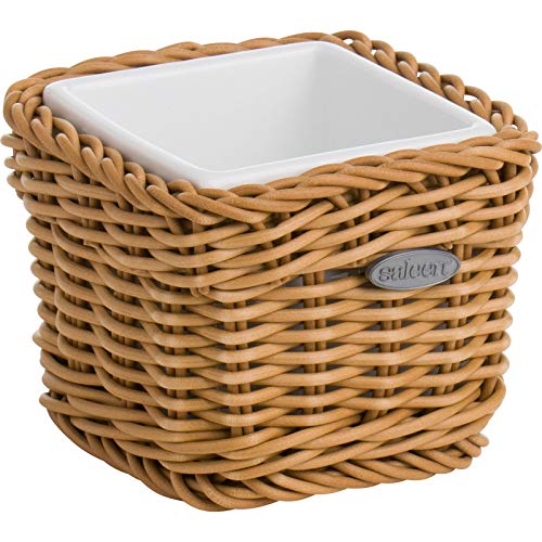 Westmark Saleen Rectangular Wicker Basket With Porcelain Insert, 9,5 X 9,5 X 7,5 Cm, Beige