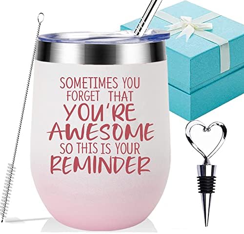  Birthday Gifts For Women/Men, Thank You Gifts, Funny Birthday Cup Inspirational Gifts, Insulated Best Birthday Box Present For Wine Lover Christmas Gift For Women, Sister, Girlfriend, Friend, Coworker