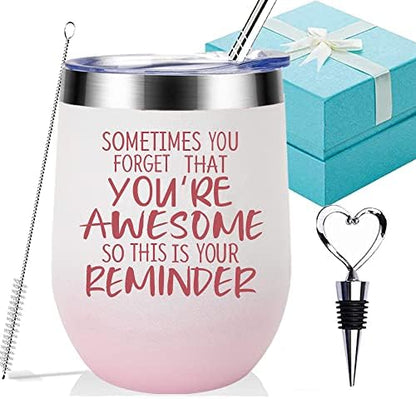  Birthday Gifts For Women/Men, Thank You Gifts, Funny Birthday Cup Inspirational Gifts, Insulated Best Birthday Box Present For Wine Lover Christmas Gift For Women, Sister, Girlfriend, Friend, Coworker
