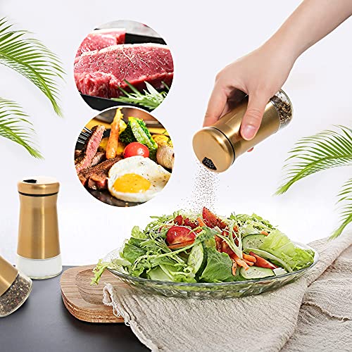  Bonris Copper Stainless Steel Salt And Pepper Shakers,Clear Bottom Jar Bottle Container With Stainless Steel Top,with Adjustable Pouring Hole