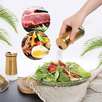  Bonris Copper Stainless Steel Salt And Pepper Shakers,Clear Bottom Jar Bottle Container With Stainless Steel Top,with Adjustable Pouring Hole