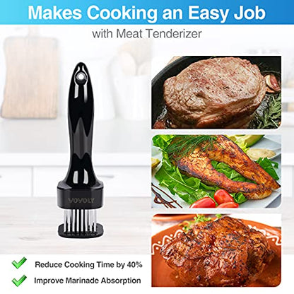  Vovoly Meat Tenderizer Tool, Meat Tenderizer With 24 Blades Ultra Sharp Stainless Steel, For Kitchen Cooking, Tenderizing Beef Steak Chicken Pork, BBQ