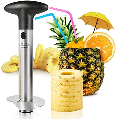  Pineapple Corer, [Upgraded, Reinforced, Thicker Blade] Newness Premium Pineapple Corer Remover (Black)