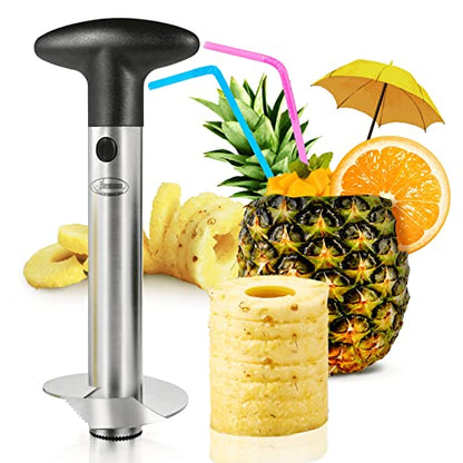  Pineapple Corer, [Upgraded, Reinforced, Thicker Blade] Newness Premium Pineapple Corer Remover (Black)