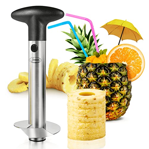  Pineapple Corer, [Upgraded, Reinforced, Thicker Blade] Newness Premium Pineapple Corer Remover (Black)
