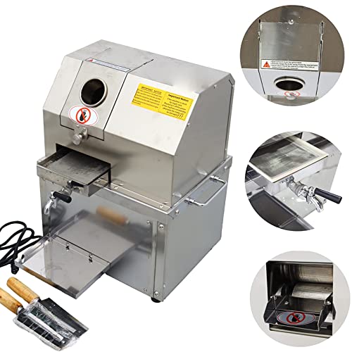  Sugarcane Press Electric Sugar Cane Juice Machine Sugarcane Ginger Sweet Sorghum Juice Extractor Pressing With 3 Rollers Stainless Steel Updated Version 110V For Commercial Use
