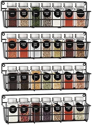  Mystozer 5 Pack Spice Rack Seasoning Organizer Wall Mount, Hanging Spice Organizer Shelf For Kitchen Cabinet, Wall, Pantry Door (Jars Are Not Included)