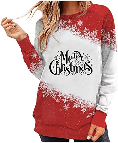  Pullover Sweatshirts For Women Fall Plus Size Sweatshirts Long Sleeve Christmas Print Fashion Pullover Top Streetwear