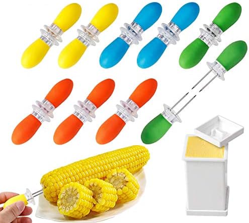  18 Pcs Stainless Steel Corn Cob Holders With Silicone Handle & Convenient Butter Spreading Tool
