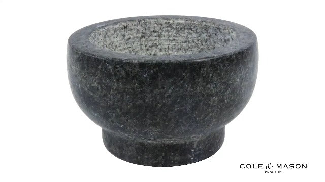 Cole & Mason 5.5-inch Granite Mortar & Pestle - Unpolished Stone Mortar & Pestle For Kitchen - Large Grinding Bowl For Herbs And Spices - Grey, 4 Pounds