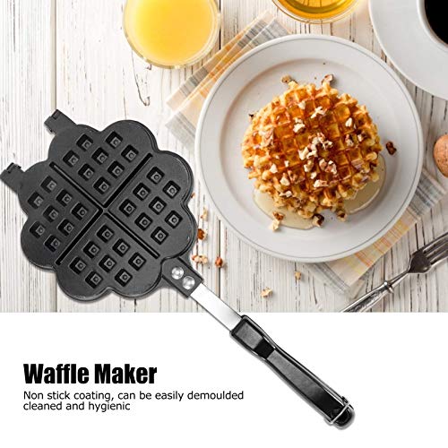  DIY Waffle Maker Iron Heart Shaped Belgium Waffle Mold Gas Stove Pan Egg Cake Breakfast Household Baking Tray