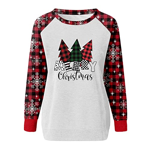  Womens 2022 Fall Fashion Tops Cute Loose Tops Sweatshirts Long Sleeve Christmas Print Fashion Pullover Top Fall Clothes