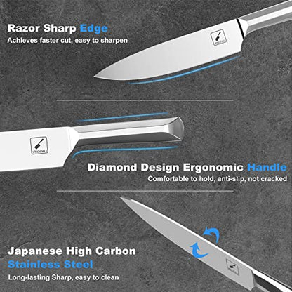  Knife Set,imarku 16-Piece Premium Knife Sets For Kitchen With Block,Japanese Stainless Steel Kitchen Knife Set,Knife Block Set With Kitchen Sharpener,Dishwasher Safe(Brown)