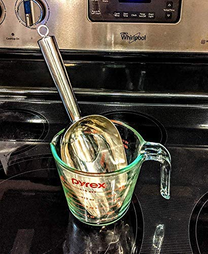  Stainless Steel Ice Scooper, Small Metal Food Candy Scoop For Kitchen Bar Party Wedding, Thickened Material, Dishwasher Safe. (8 OZ)