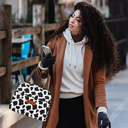 Insulated Lunch Bag Reusable Lunch Box Lunch Cooler Tote Bag For Women Men Adults Work Picnic (Cow Print)