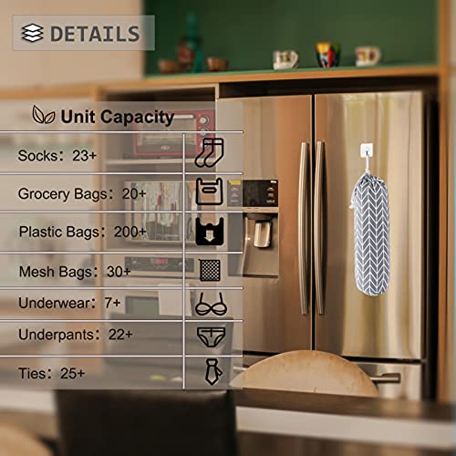  Lastic Bag Holder, Wall Mount Plastic Bag Organizer, Shopping Bags Carrier, Washable Large Grocery Bag Storage Dispenser ​for Home Kitchen Travelling, Free Adjustment With Drawstring, Gray, 22x9"