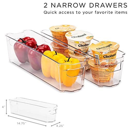  Clear Fridge Organizer Bins - Refrigerator Organizer Bins For Home Essentials, Food, Toiletries, Makeup, Cleaning Supplies, Laundry Room, Pantry And Kitchen Organization And Storage (6 Pack)