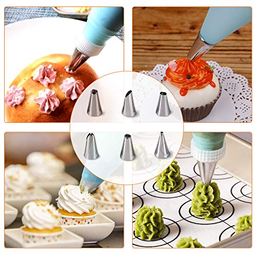  Macaron Silicone Baking Mats, Jsdoin Reusable Nonstick Macaron Parchment Paper, Baking Supplies Set, Include 2 Sheet Macaron Parchment Paper(16"x11.8"), 12 Piping Tip, 2 Piping Bag And 2 Bag Tie