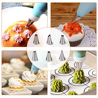  Macaron Silicone Baking Mats, Jsdoin Reusable Nonstick Macaron Parchment Paper, Baking Supplies Set, Include 2 Sheet Macaron Parchment Paper(16"x11.8"), 12 Piping Tip, 2 Piping Bag And 2 Bag Tie