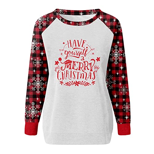  Pullover Sweatshirts For Women Fall Crew Neck Sweatshirts Long Sleeve Christmas Print Plus Size Pullover Top Streetwear