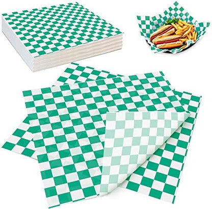  Deli Paper Sheets Sandwich Wrap Paper - 12x12" Food Wrapping Grease Resistant Checkered Liner Papers, Perfect For Restaurants, Barbecues, Picnics, Parties, Kids Meals, Outdoors - 250 Sheets