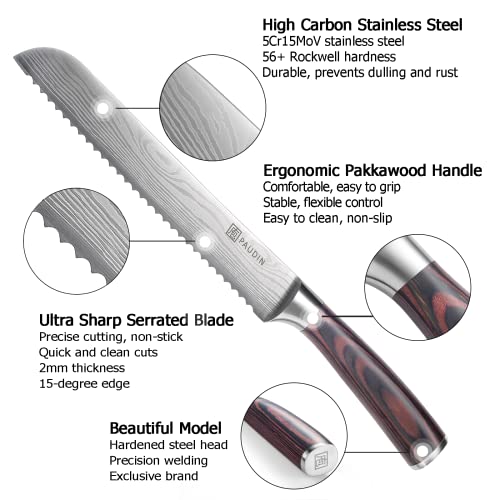  Bread Knife 8 Inch, Ultra Sharp Serrated Knife, Bread Knife For Homemade Bread, German High Carbon Stainless Steel Professional Grade Serrated Bread Knife, With Ergonomic Handle And Gift Box