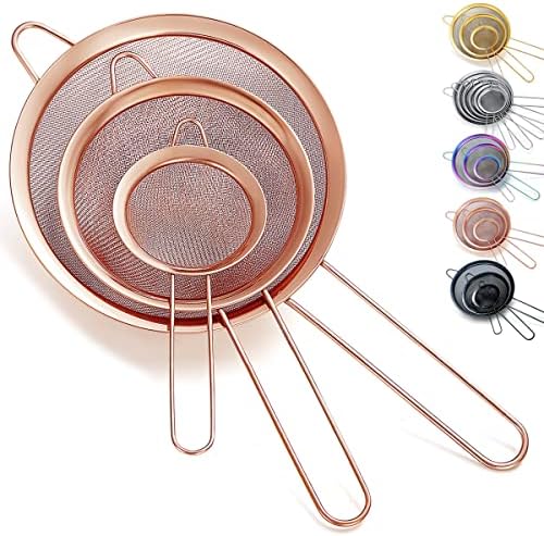  Fine Mesh Strainer 6 Pieces Set, Flour Sifter For Baking, Stainless Steel Clander, Matcha Tea Strainer, Gravy Separator, Stasher Sieve Pasta Strainers