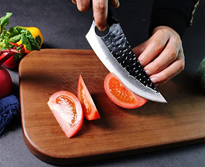  Kitchen Knife Multi-purpose Boning Knives For Cooking, BBQ, Camping, Grill, Carbon Steel Chef Knife With Leather Sheath