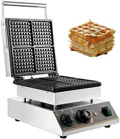  Commercial Rectangle Waffle Maker 10pcs Nonstick Electric Waffle Maker Machine Stainless Steel 110V Temperature And Time Control Heart Waffle Maker Suitable For Restaurant Snack Bar