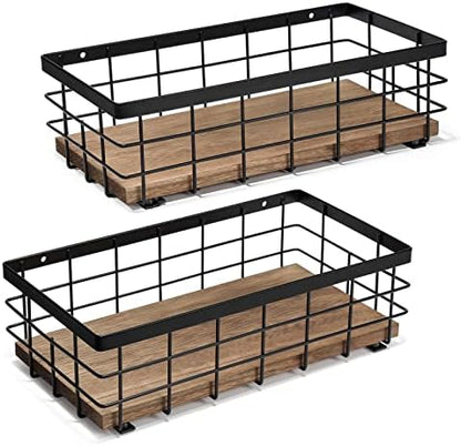 Small Metal Wire Basket, Decorative Wood Base Organizer For Bathroom, Kitchen, Basket For Toilet Paper Storage, Sugar Packet, Coffee Syrup, Guest Towel, Napkin