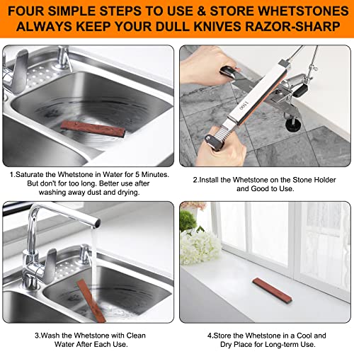  Knife Sharpener System, Precise Angle Adjustment 360° Flipping Design Pro Stainless Steel Knife Sharpeners Set, Fine Grinding Chef Knife Sharpening Kit With 10 Thickened Whetstones With Bases
