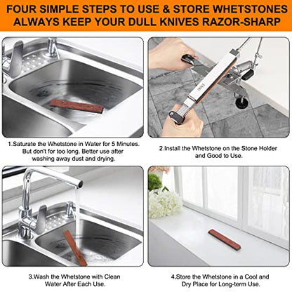  Knife Sharpener System, Precise Angle Adjustment 360° Flipping Design Pro Stainless Steel Knife Sharpeners Set, Fine Grinding Chef Knife Sharpening Kit With 10 Thickened Whetstones With Bases