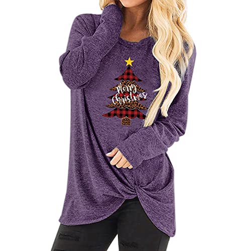  Sweatshirts For Women Loose Fit Cute Fashion Christmas Print Long Sleeve Crew Neck Sweatshirts Pullover Top Streetwear
