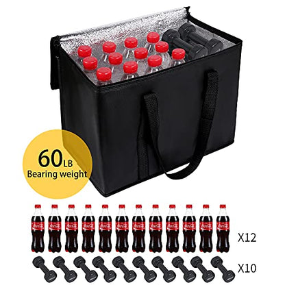  Insulated 3-Pack Car Trunk Organizer - Collapsible, Multi-Compartment Automotive SUV Car Organizer For Storage W/Adjustable Straps - Truck & Car Accessories For Women And Men - Black