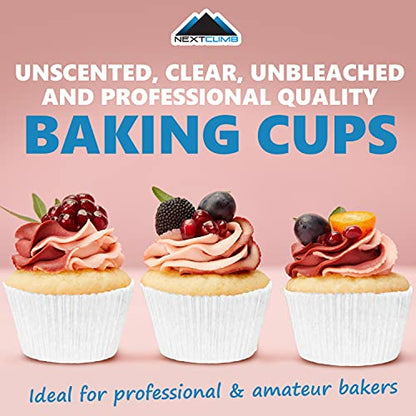  Upcake Liners For Baking - JUMBO Muffin Liners - Extra LARGE Size Giant Baking Cups - THICK White Parchment Natural Wax Paper Baking Cups - Top Bulk Greaseproof Cupcake Wrappers Pan Liners