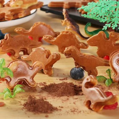  Mini Waffle Maker Dinosaur Waffle Iron For Kids 7 Unique Dino Waffle In Minutes, Electric Nonstick Waffle Pancakes Maker With Removable Plates Breakfast Maker Machine, Fun Gift For Kids Family