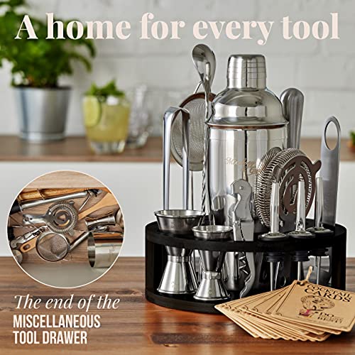  Bartender Kit - 15 Piece Set Including Cocktail Shaker And Bar Accessories, Perfect For Drink Mixing At Home, Plus Exclusive Recipe Cards