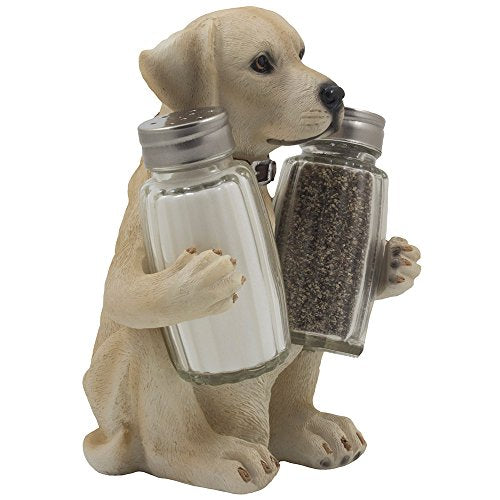  Labrador Retriever Salt And Pepper Shaker Set With Decorative Display Stand Dog Figurine Holder For Lodge & Hunting Cabin Kitchen Decor Table Centerpieces As Puppy Gifts For Hunters