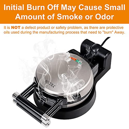  Upgrade Automatic 360 Rotating Non-Stick Belgian Waffle Maker W/Removable Plates, 17”*10“*6.05”